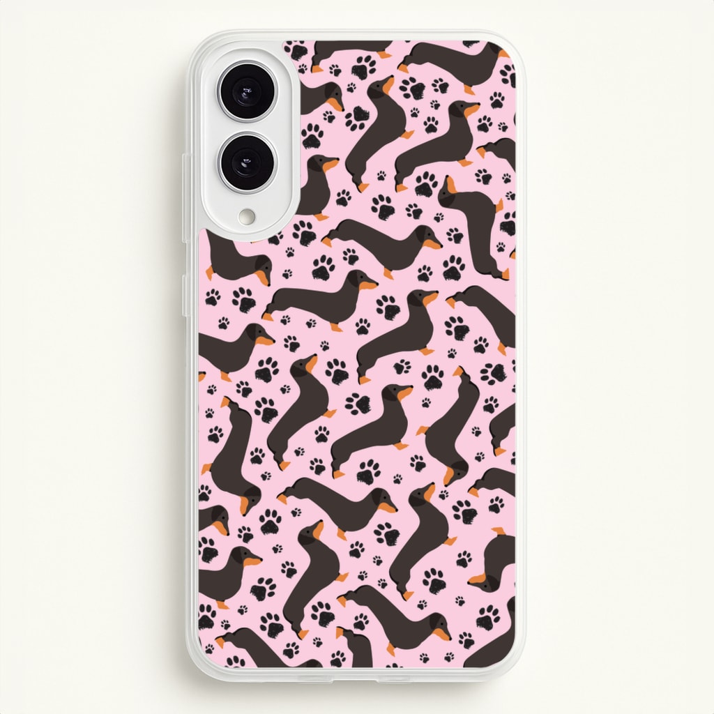 Dachschunds And Paws Pattern - Dog Patterns Phone Case for Galaxy S25 Edge