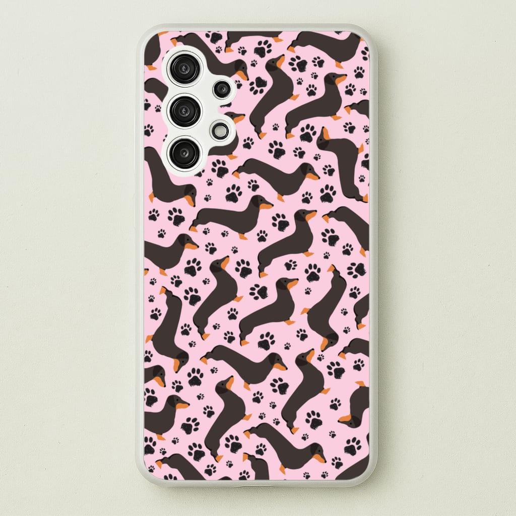 Dachschunds And Paws Pattern - Dog Patterns Phone Case for Galaxy A13