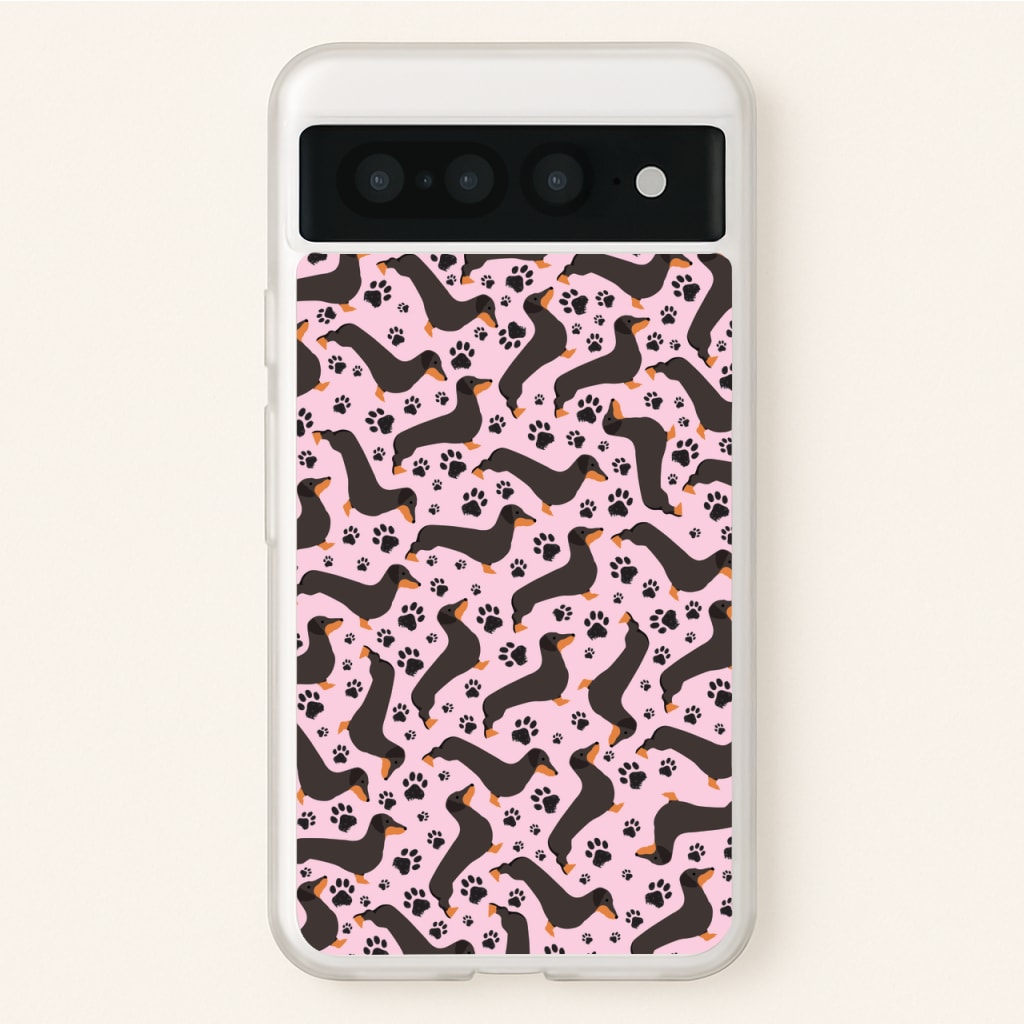 Dachschunds And Paws Pattern - Dog Patterns Phone Case for Google Pixel 7 Pro