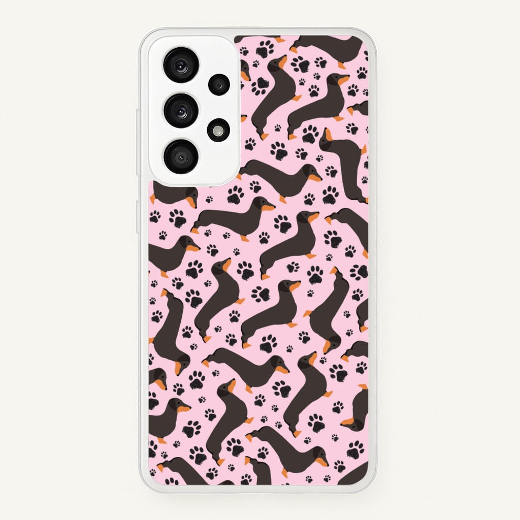 Dachschunds And Paws Pattern - Dog Patterns Phone Case for Galaxy A33