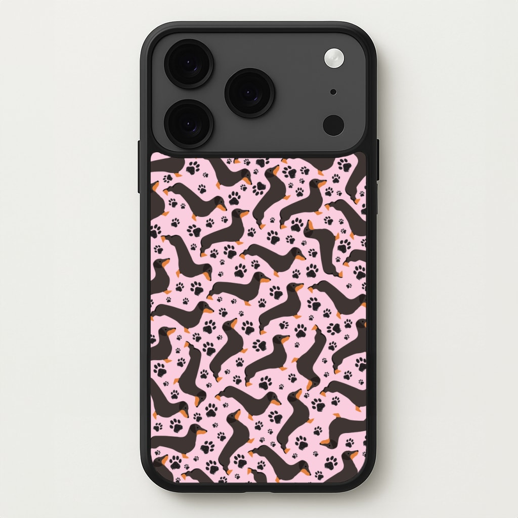Dachschunds And Paws Pattern Phone Case for iPhone 17 Pro Max