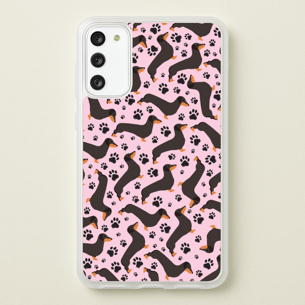 Dachschunds And Paws Pattern - Dog Patterns Phone Case for Galaxy S20FE