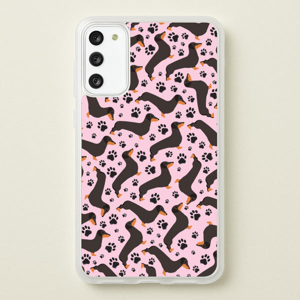 Dachschunds And Paws Pattern - Dog Patterns Phone Case for Galaxy S20FE
