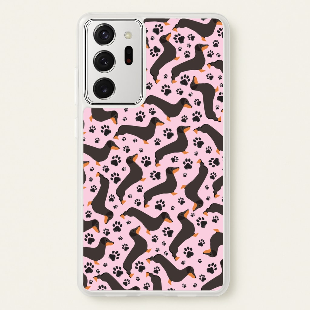 Dachschunds And Paws Pattern - Dog Patterns Phone Case for Galaxy Note 20 Ultra