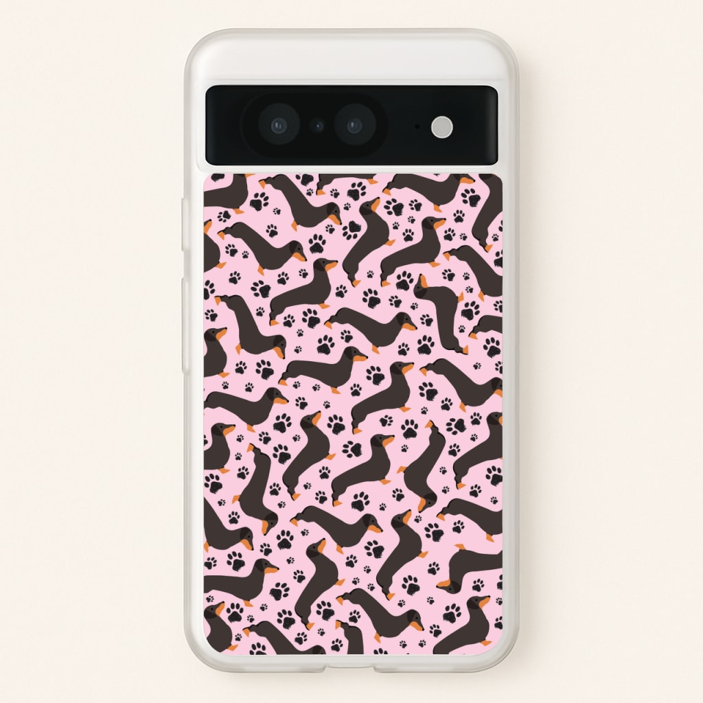 Dachschunds And Paws Pattern - Dog Patterns Phone Case for Google Pixel 8
