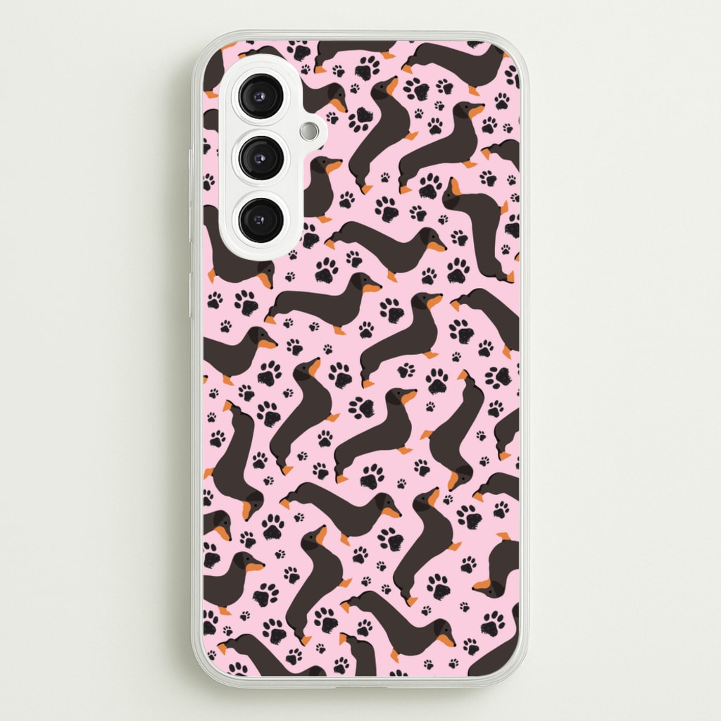 Dachschunds And Paws Pattern - Dog Patterns Phone Case for Galaxy S23FE