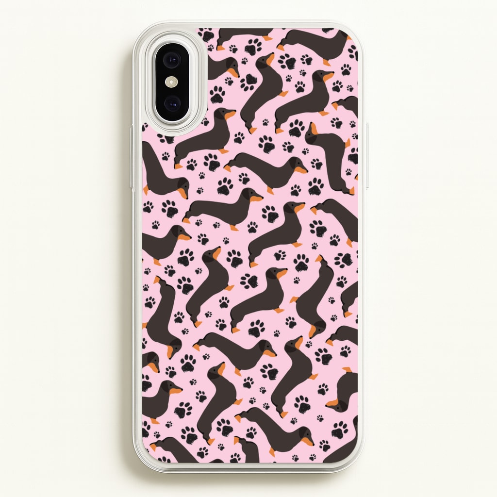 Dachschunds And Paws Pattern - Dog Patterns Phone Case for iPhone XS Max