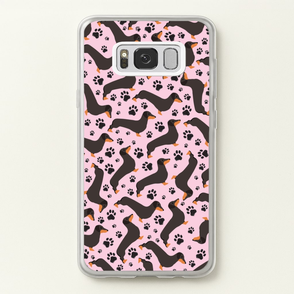 Dachschunds And Paws Pattern - Dog Patterns Phone Case for Galaxy S8