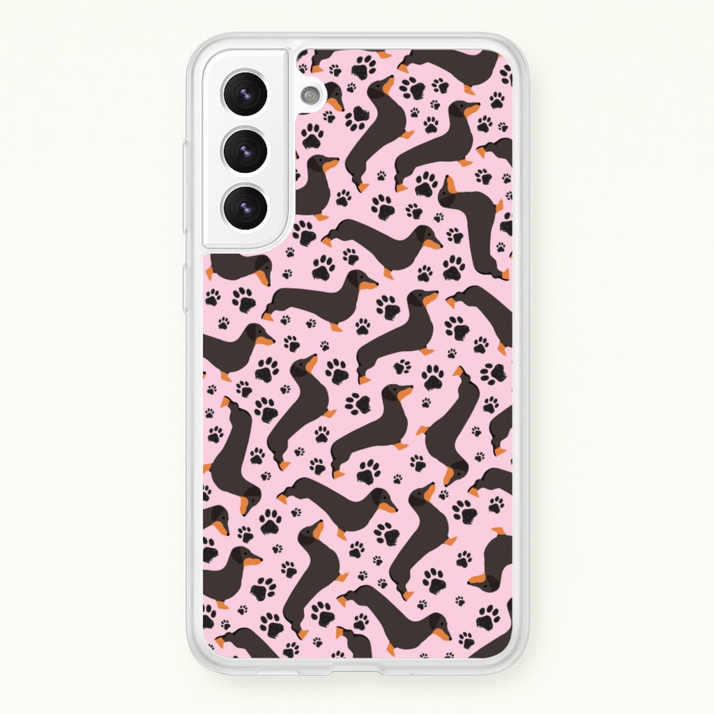 Dachschunds And Paws Pattern - Dog Patterns Phone Case for Galaxy S21