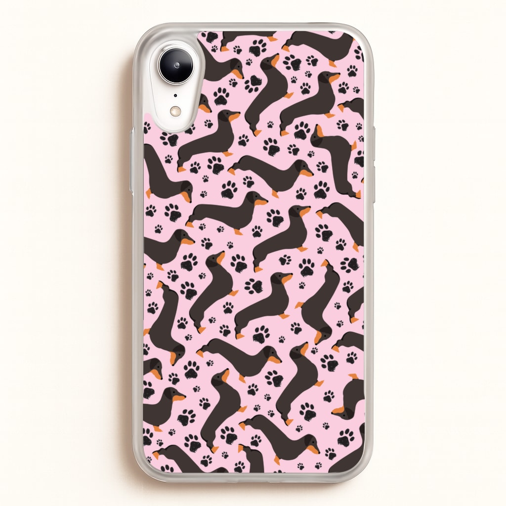 Dachschunds And Paws Pattern - Dog Patterns Phone Case for iPhone XR