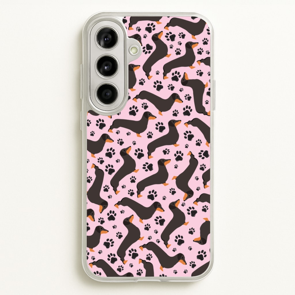 Dachschunds And Paws Pattern - Dog Patterns Phone Case for Galaxy A56