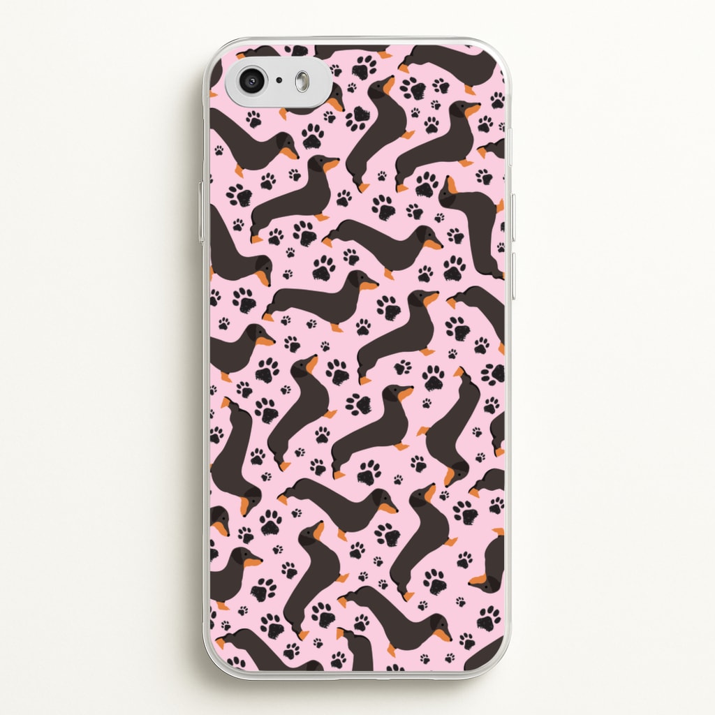 Dachschunds And Paws Pattern - Dog Patterns Phone Case for iPhone 5 / 5s / SE 2016