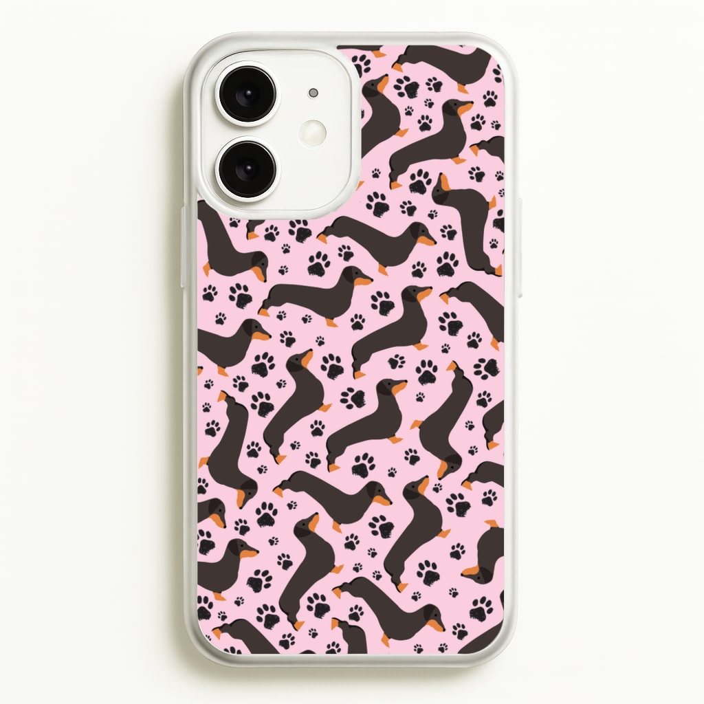 Dachschunds And Paws Pattern - Dog Patterns Phone Case for iPhone 11