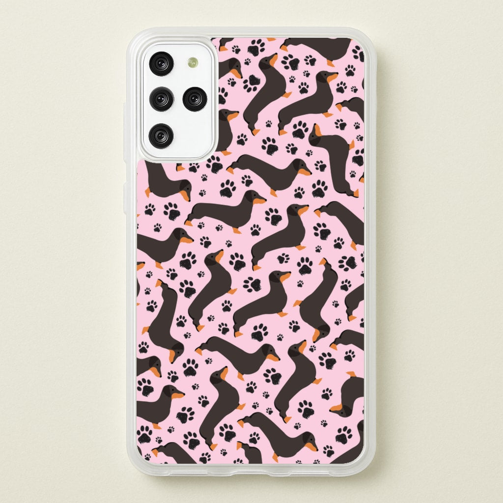 Dachschunds And Paws Pattern - Dog Patterns Phone Case for Galaxy S20 Plus