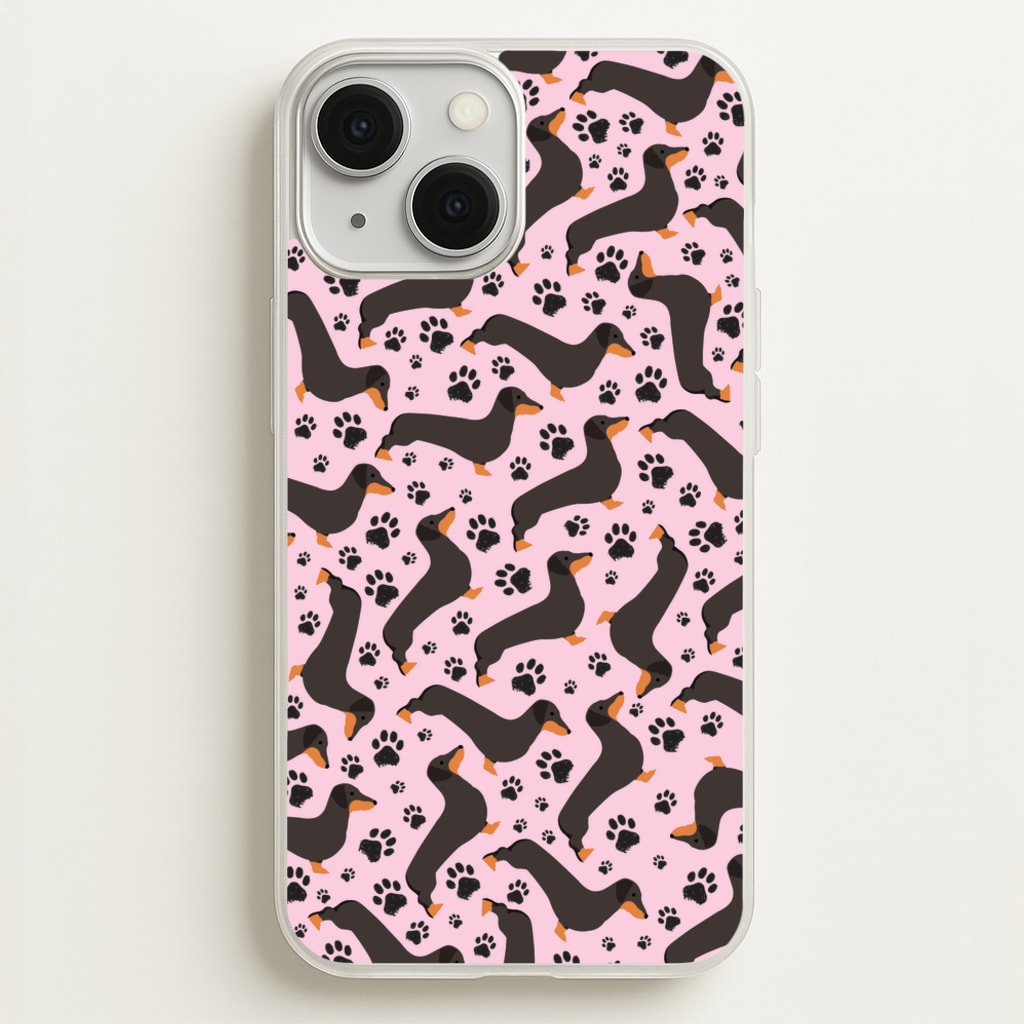Dachschunds And Paws Pattern - Dog Patterns Phone Case for iPhone 13