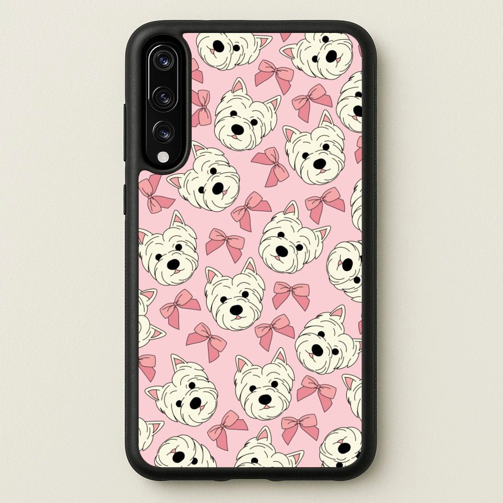 Cute Terrier And Bows Pattern - Dog Patterns Phone Case for Huawei P20 Pro