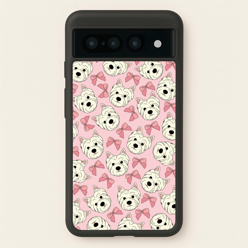 Cute Terrier And Bows Pattern - Dog Patterns Phone Case for Google Pixel 7 Pro