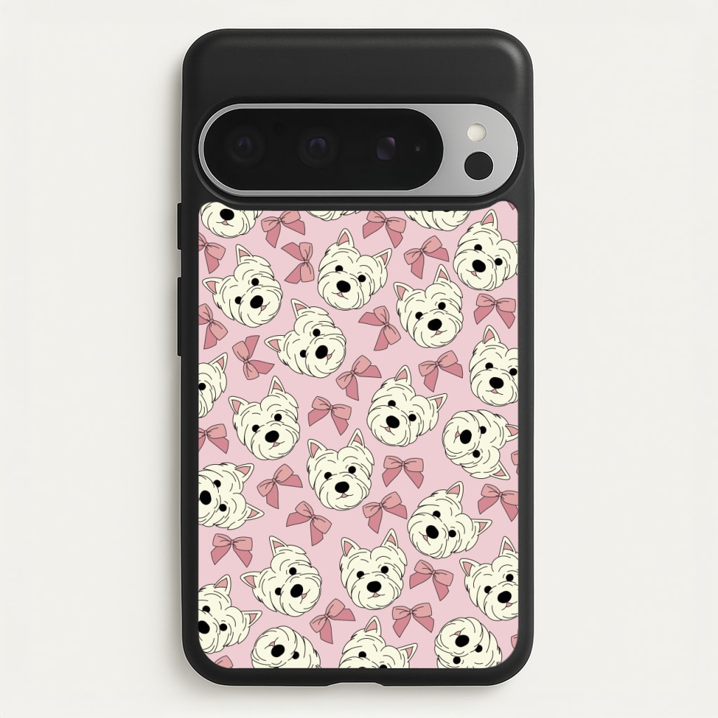 Cute Terrier And Bows Pattern - Dog Patterns Phone Case for Google Pixel 9 Pro XL
