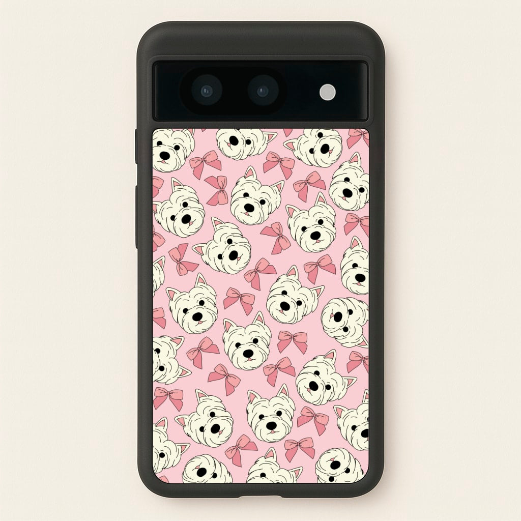 Cute Terrier And Bows Pattern - Dog Patterns Phone Case for Google Pixel 8a
