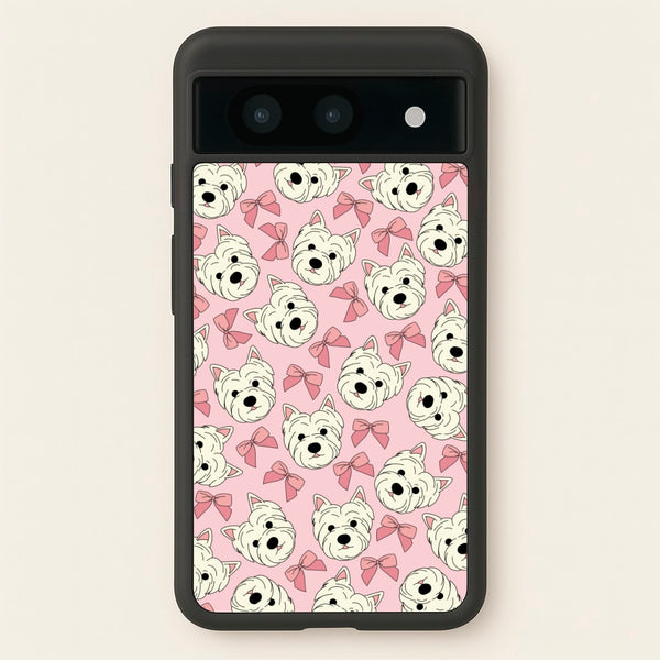 Cute Terrier And Bows Pattern - Dog Patterns Phone Case for Google Pixel 8a
