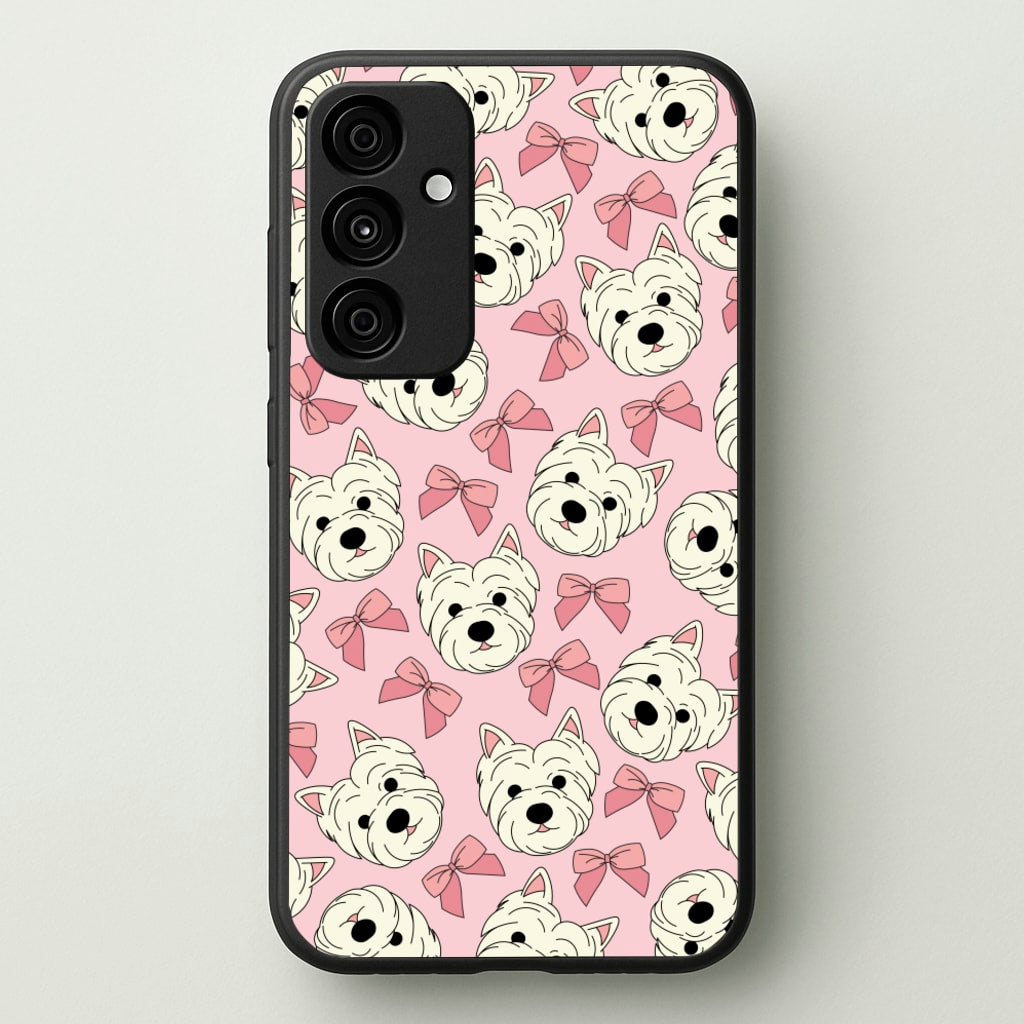 Cute Terrier And Bows Pattern - Dog Patterns Phone Case for Galaxy A15
