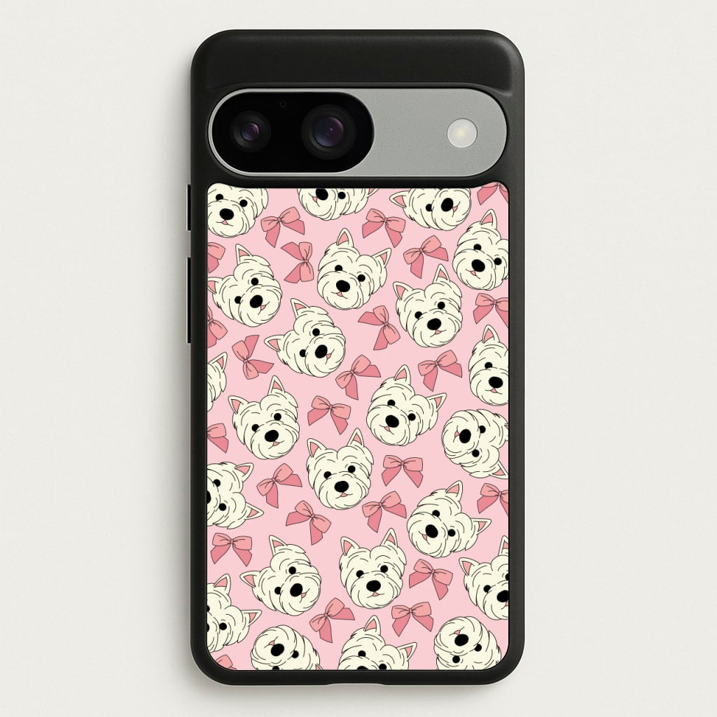 Cute Terrier And Bows Pattern - Dog Patterns Phone Case for Google Pixel 9 / 9 Pro