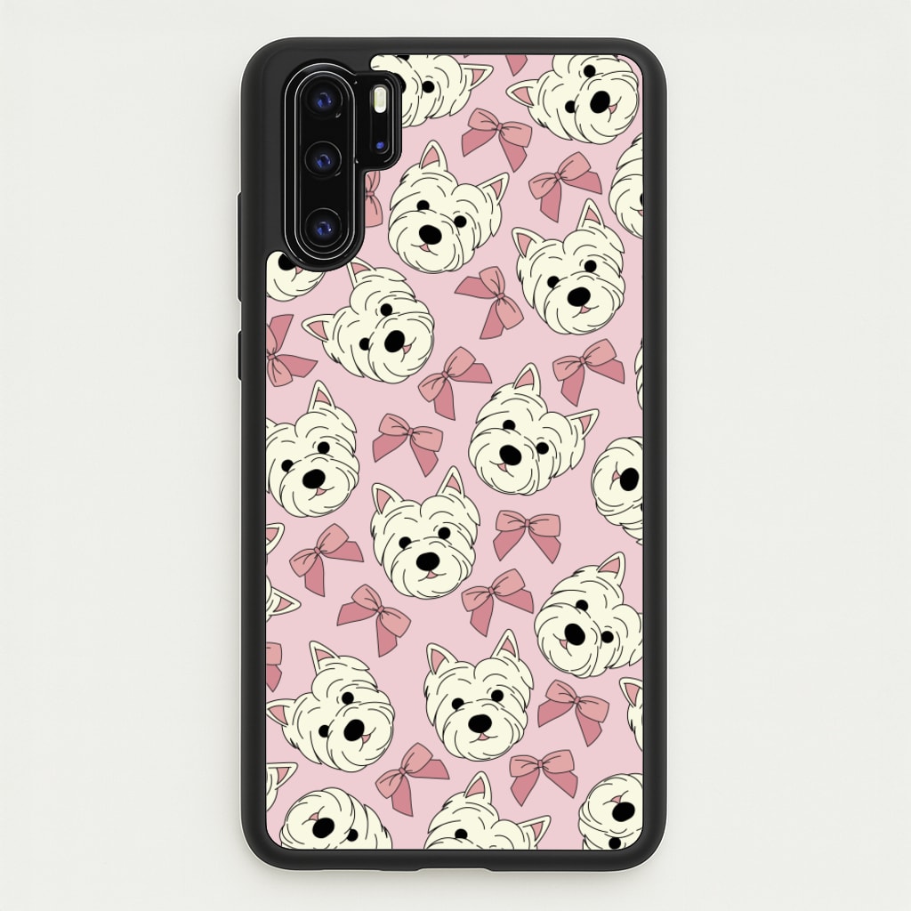 Cute Terrier And Bows Pattern - Dog Patterns Phone Case for Huawei P30 Pro