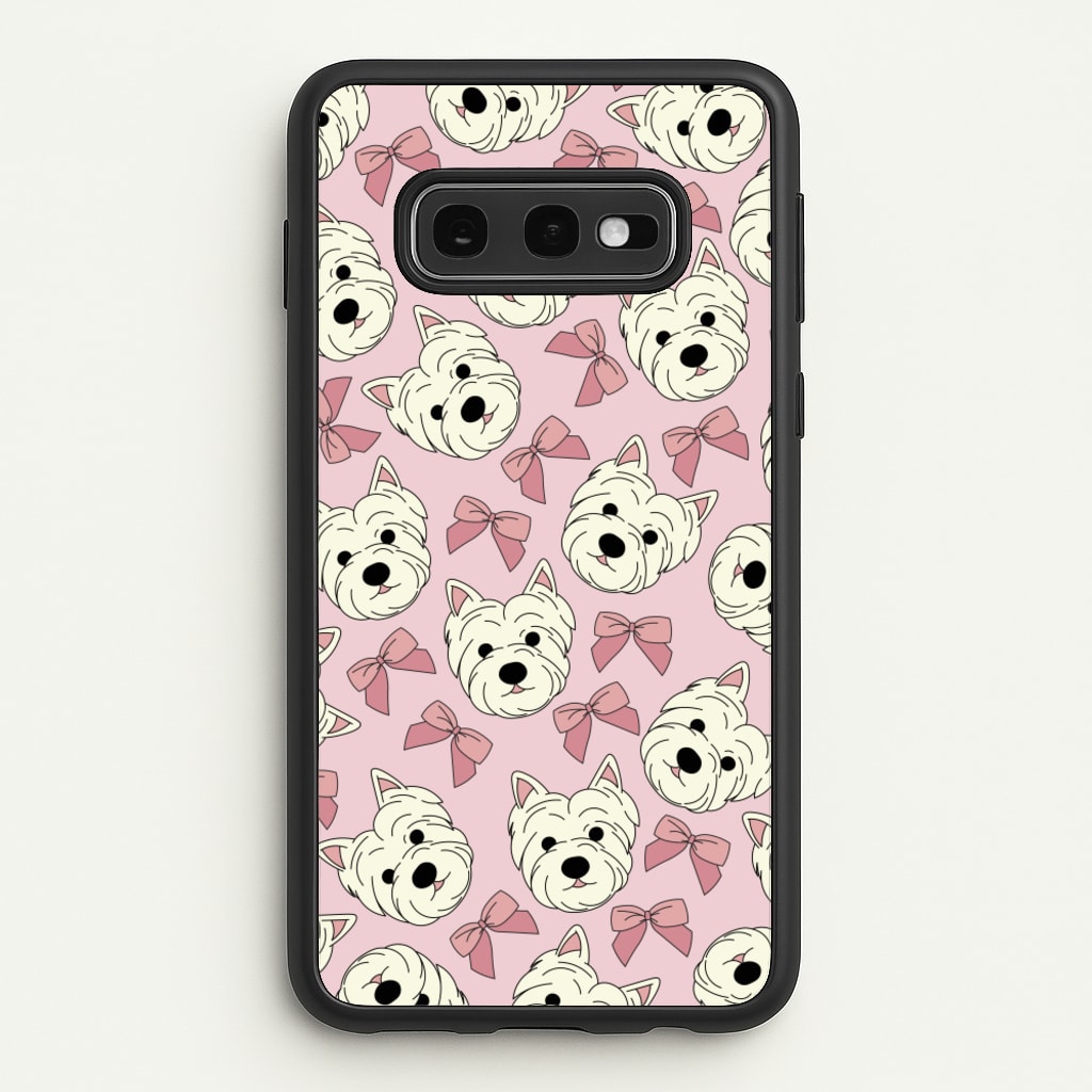 Cute Terrier And Bows Pattern - Dog Patterns Phone Case for Galaxy S10e