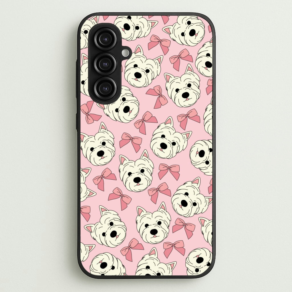 Cute Terrier And Bows Pattern - Dog Patterns Phone Case for Galaxy S23FE