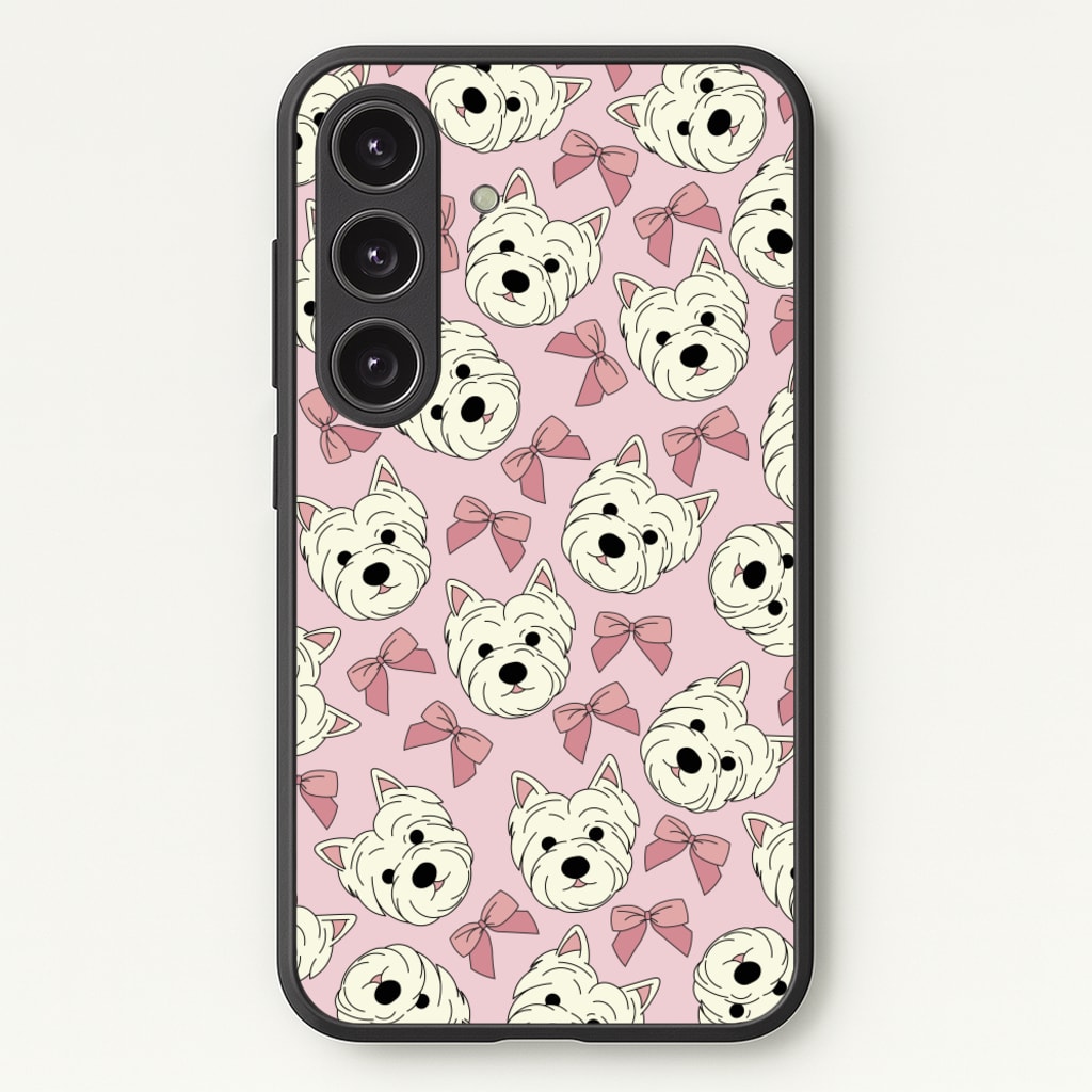 Cute Terrier And Bows Pattern - Dog Patterns Phone Case for Galaxy S24 Plus
