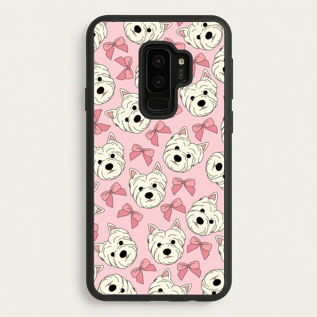 Cute Terrier And Bows Pattern - Dog Patterns Phone Case for Galaxy S9 Plus