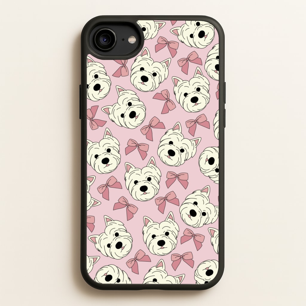 Cute Terrier And Bows Pattern - Dog Patterns Phone Case for iPhone 6 / 7 / 8 / SE