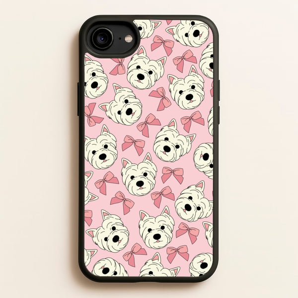 Cute Terrier And Bows Pattern - Dog Patterns Phone Case for iPhone 6 / 7 / 8 / SE