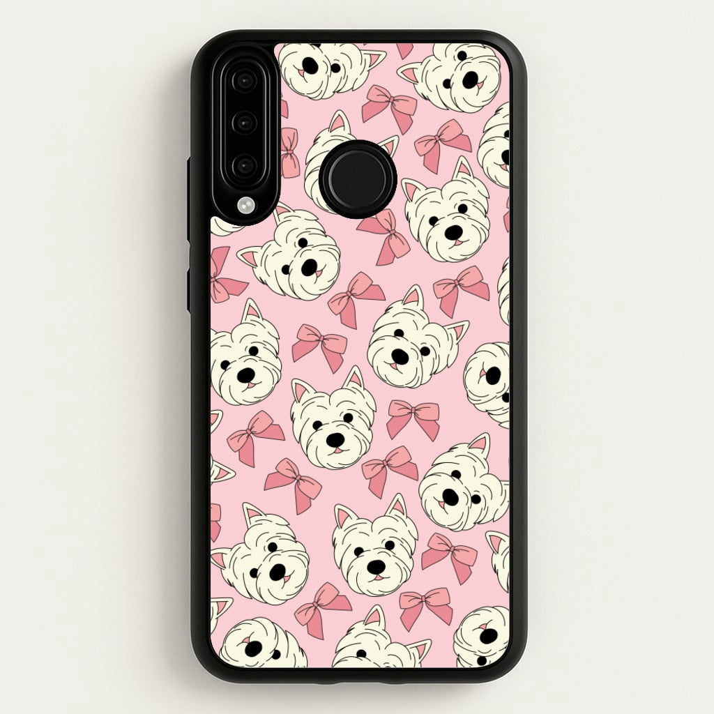 Cute Terrier And Bows Pattern - Dog Patterns Phone Case for Huawei P30 Lite