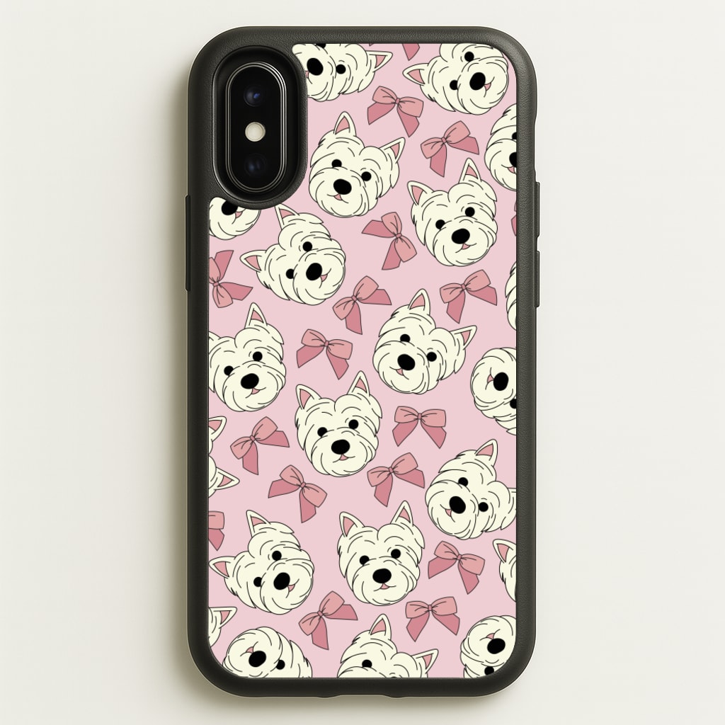 Cute Terrier And Bows Pattern - Dog Patterns Phone Case for iPhone X / XS