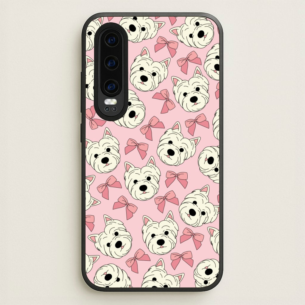 Cute Terrier And Bows Pattern - Dog Patterns Phone Case for Huawei P30