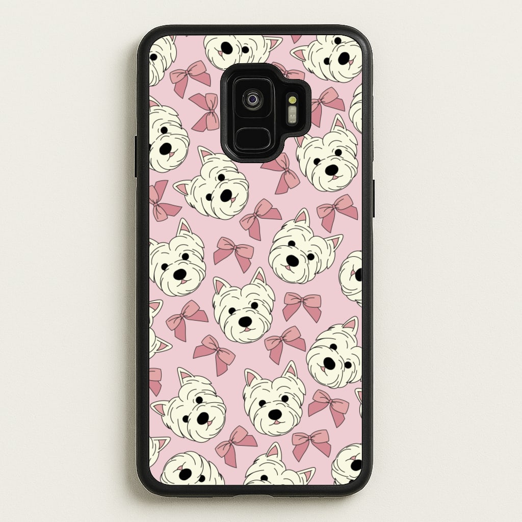 Cute Terrier And Bows Pattern - Dog Patterns Phone Case for Galaxy S9