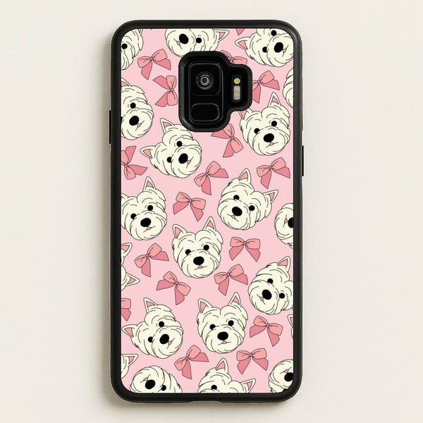 Cute Terrier And Bows Pattern - Dog Patterns Phone Case for Galaxy S9