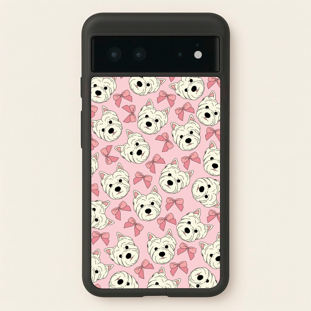 Cute Terrier And Bows Pattern - Dog Patterns Phone Case for Google Pixel 6