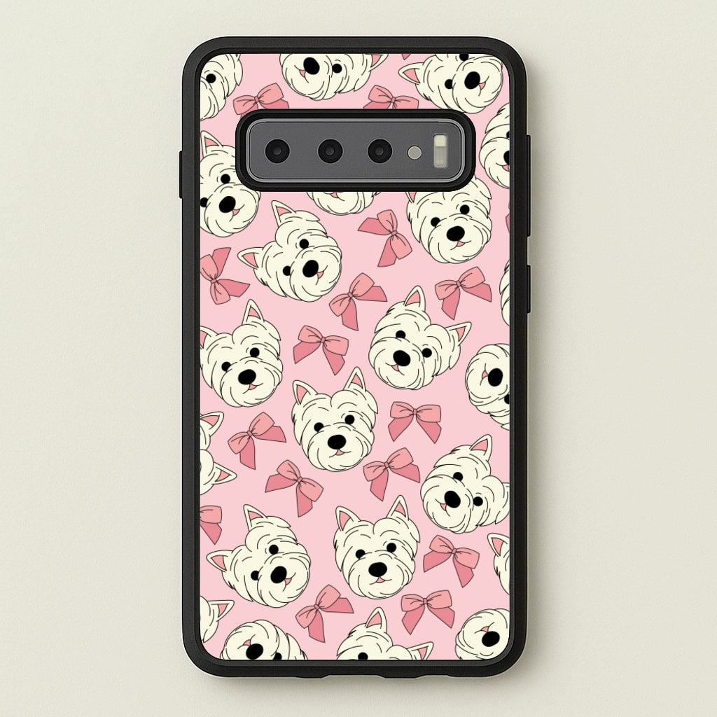 Cute Terrier And Bows Pattern - Dog Patterns Phone Case for Galaxy S10 Plus