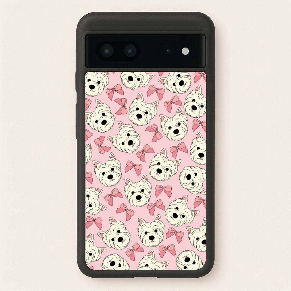 Cute Terrier And Bows Pattern - Dog Patterns Phone Case for Google Pixel 7