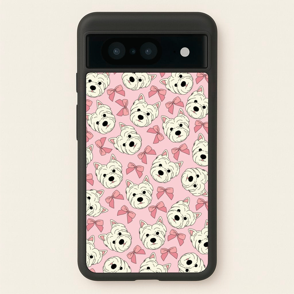 Cute Terrier And Bows Pattern - Dog Patterns Phone Case for Google Pixel 8