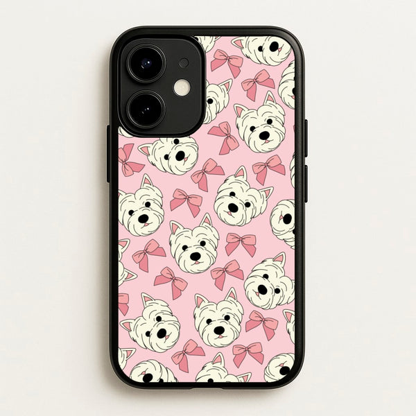 Cute Terrier And Bows Pattern - Dog Patterns Phone Case for iPhone 12 Mini