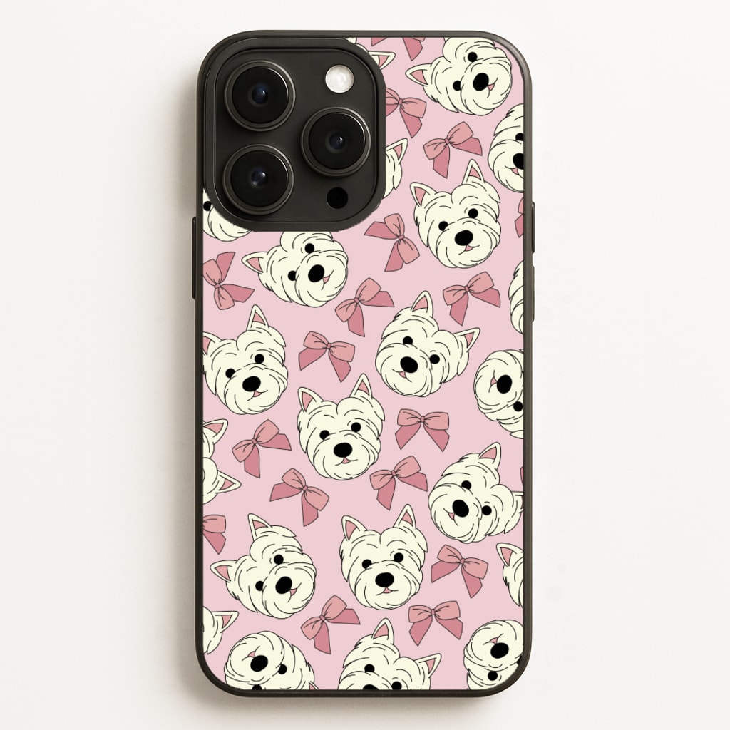 Cute Terrier And Bows Pattern - Dog Patterns Phone Case for iPhone 12 Pro Max