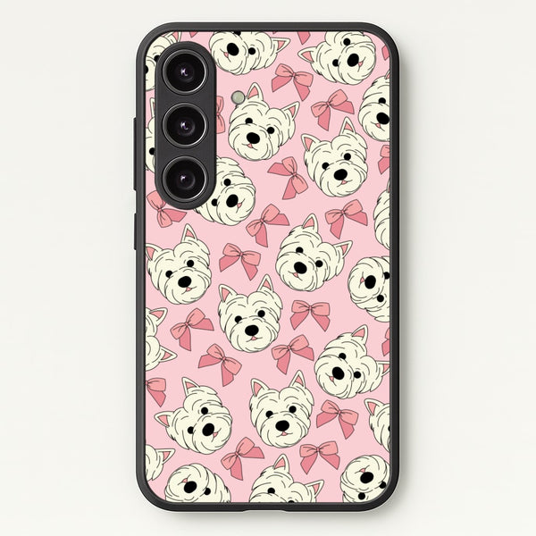 Cute Terrier And Bows Pattern - Dog Patterns Phone Case for Galaxy S24