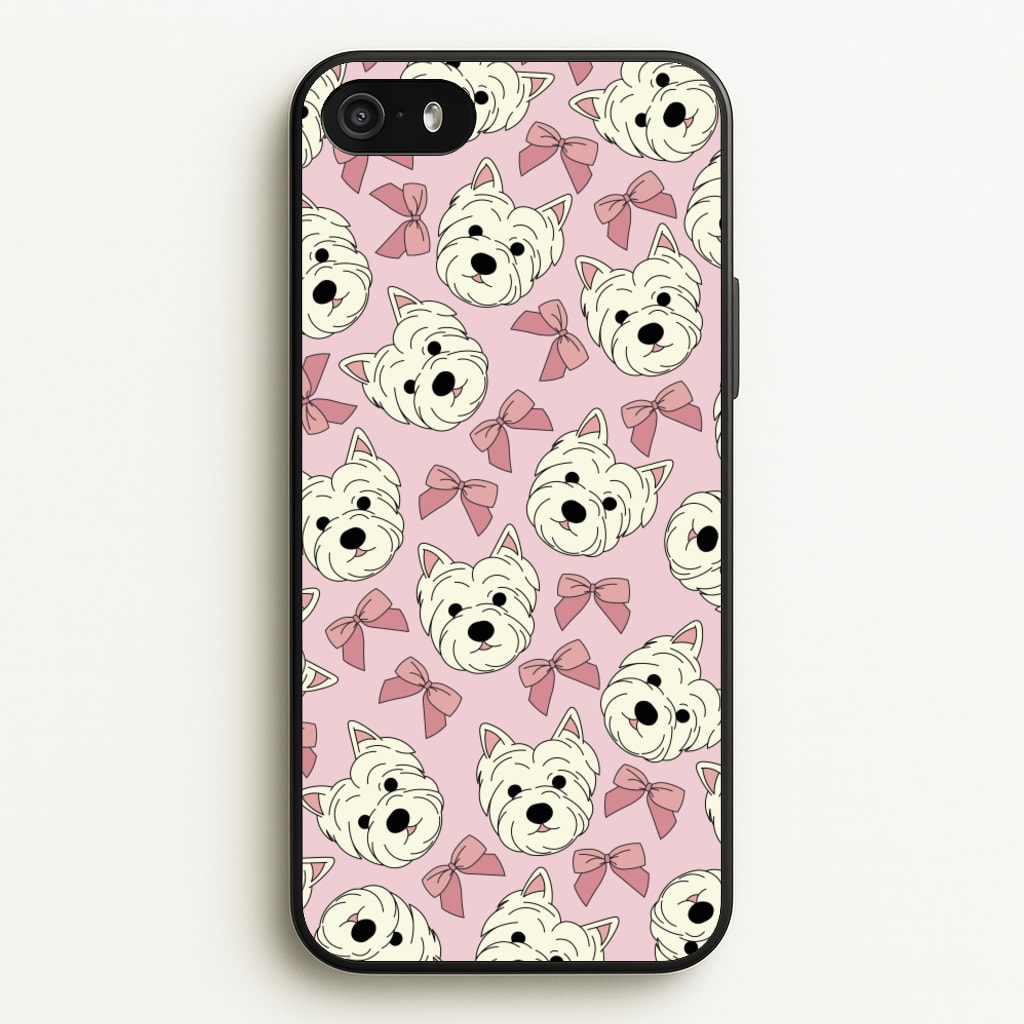 Cute Terrier And Bows Pattern - Dog Patterns Phone Case for iPhone 5 / 5s / SE 2016