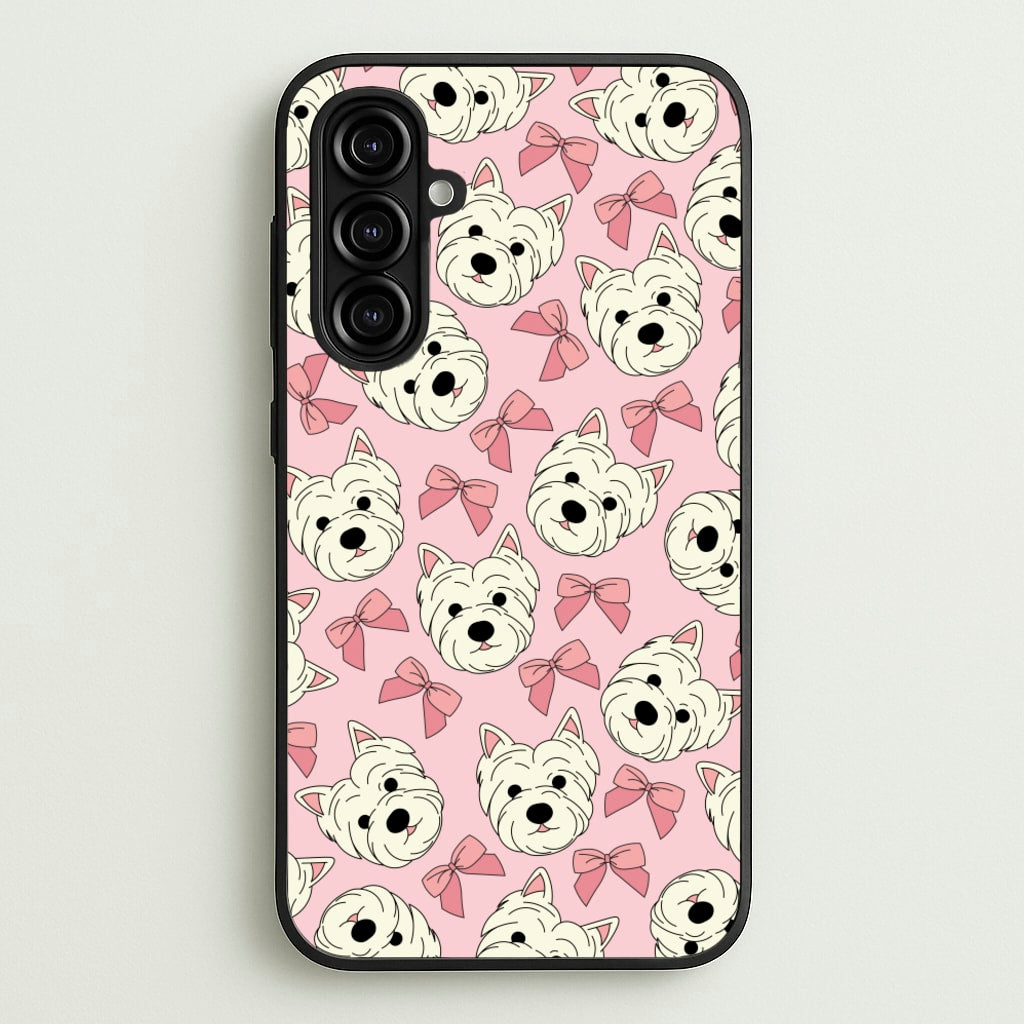 Cute Terrier And Bows Pattern - Dog Patterns Phone Case for Galaxy A16