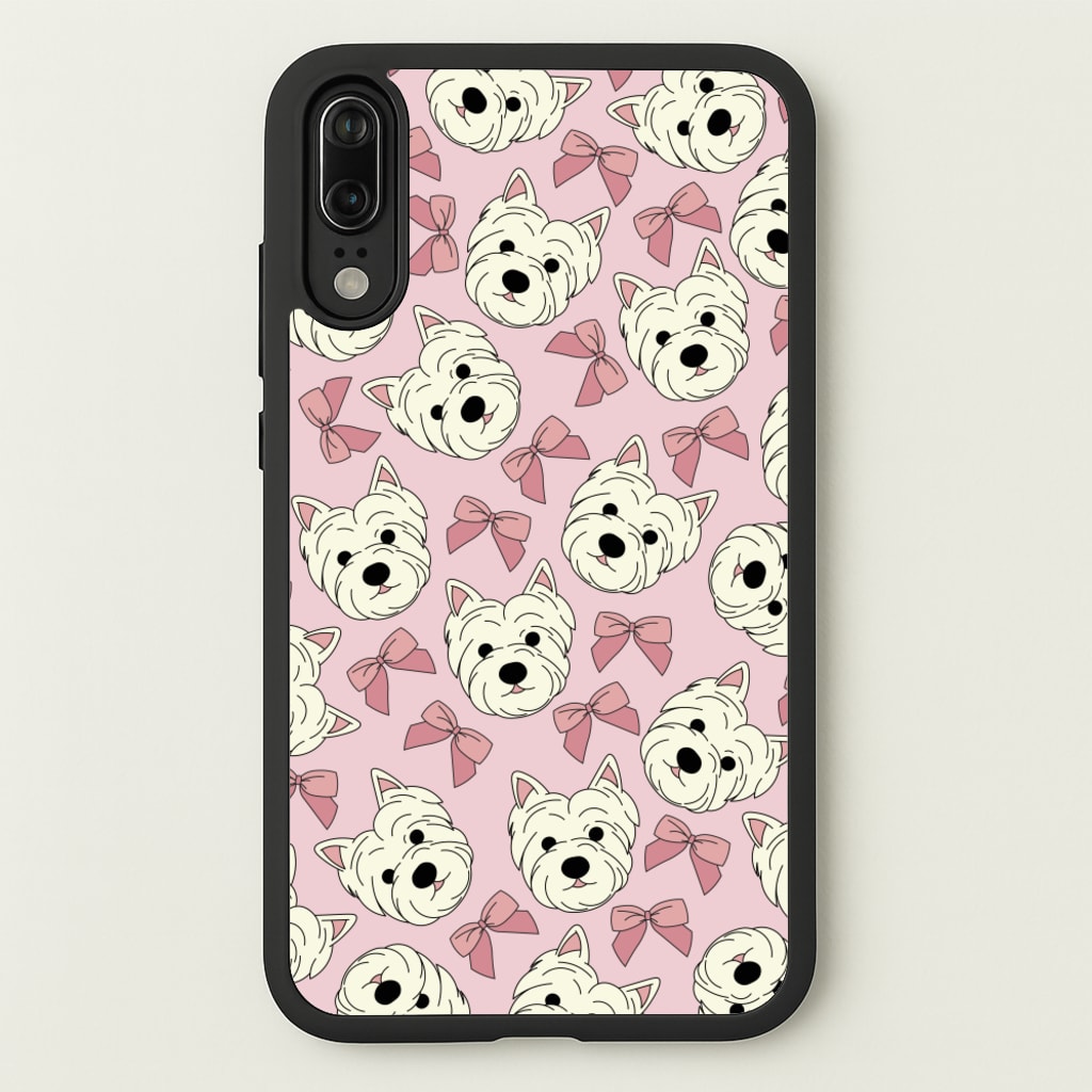 Cute Terrier And Bows Pattern - Dog Patterns Phone Case for Huawei P20