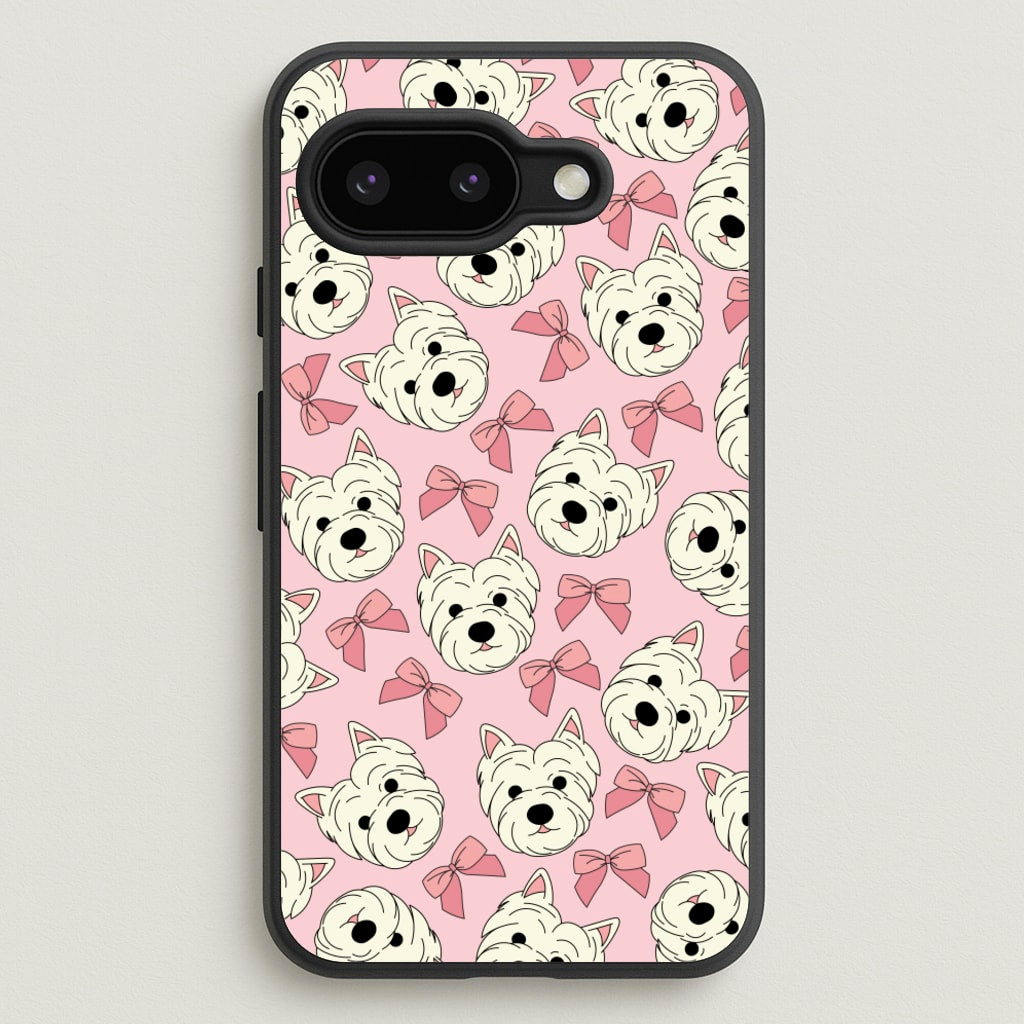 Cute Terrier And Bows Pattern - Dog Patterns Phone Case for Google Pixel 9a