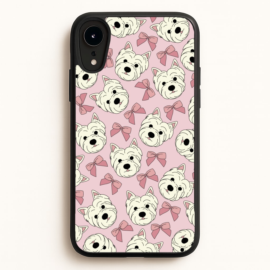 Cute Terrier And Bows Pattern - Dog Patterns Phone Case for iPhone XR